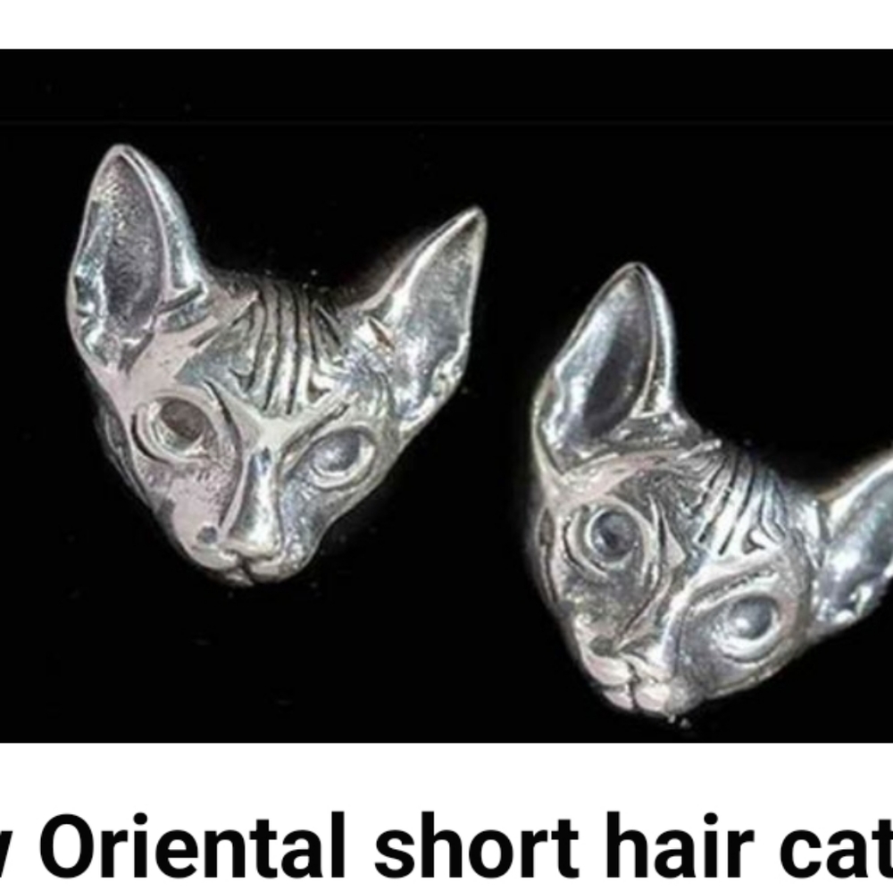 New small oriental short hair cat stud earrings